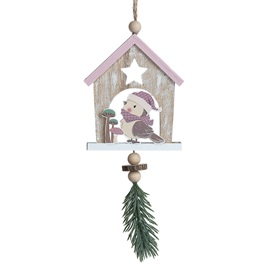 Украшение декоративное подвесное KREAFORTA Снегирь 21 см розовый