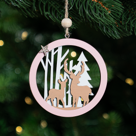 Украшение декоративное подвесное KREAFORTA Олени 9 см розовый