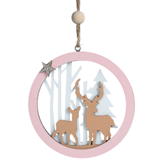 Украшение декоративное подвесное KREAFORTA Олени 9 см розовый