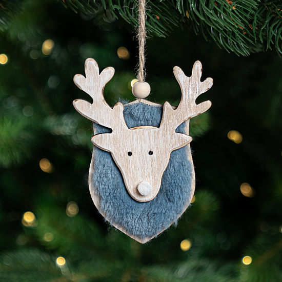 Украшение декоративное подвесное KREAFORTA Олень 12 см серый