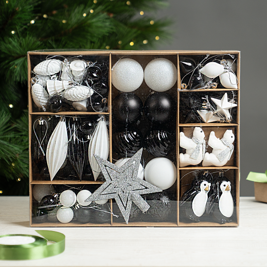 Елочные украшения KREAFORTA черно-белый 100 шт.