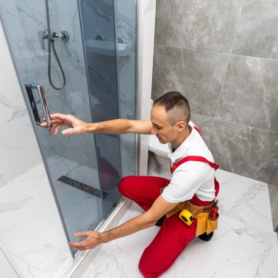 Установка душевой двери, душевой перегородки, боковой панели до 120 см