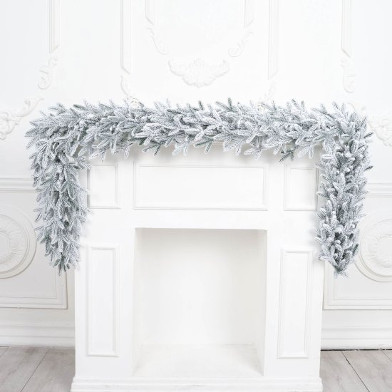 Хвойная гирлянда Новая елка Итальянская со снегом 200 см