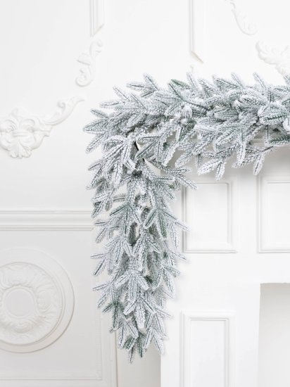 Хвойная гирлянда Новая елка Итальянская со снегом 200 см