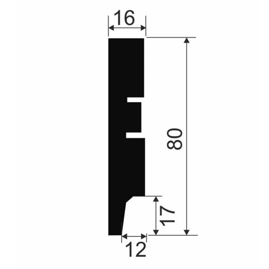 Плинтус МДФ Artiva веллюто гриджио 80х16х2400 мм