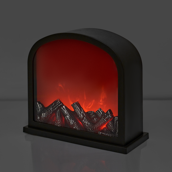 Светящаяся электрическая фигура Камин 30x28 см черный