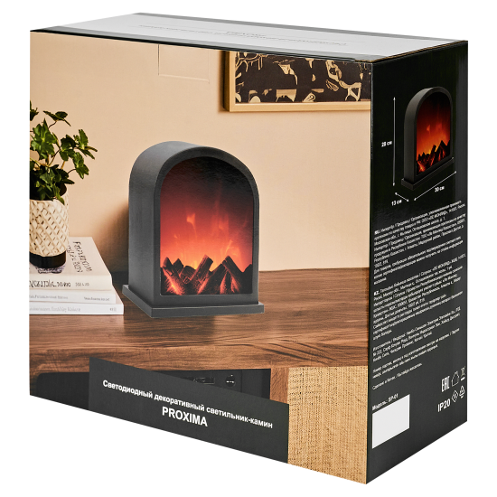 Светящаяся электрическая фигура Камин 30x28 см черный