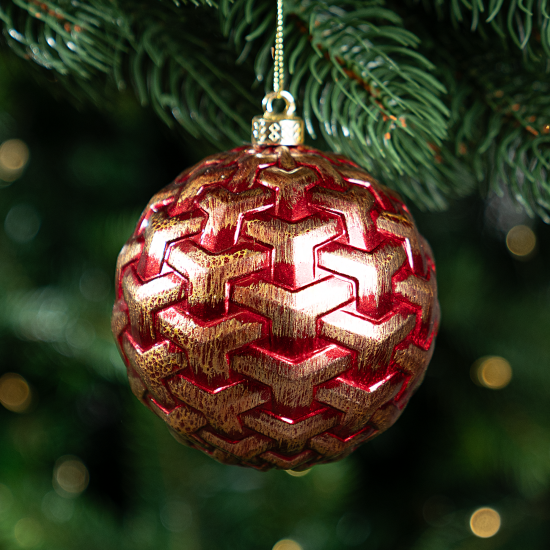 Шар елочный KREAFORTA фактурный ø10 см красный