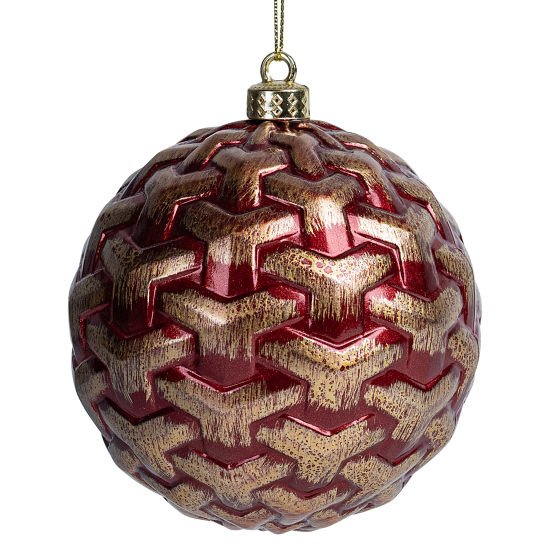 Шар елочный KREAFORTA фактурный ø10 см красный