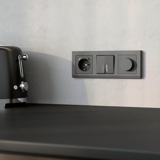 Диммер Werkel встраиваемый графит матовый поворотно-нажимной (a069591)