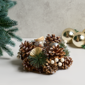 Подсвечник декоративный KREAFORTA Шишки 17 см коричневый