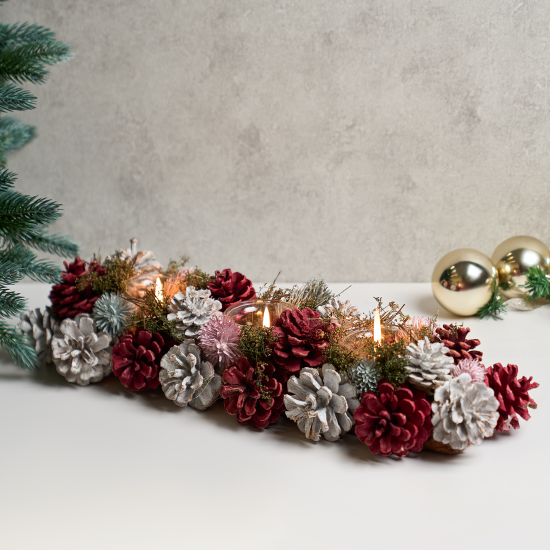 Подсвечник декоративный KREAFORTA Шишки 45 см розовый