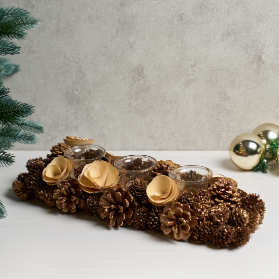 Подсвечник декоративный KREAFORTA Шишки 41 см золотой