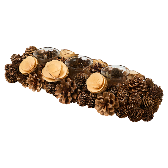 Подсвечник декоративный KREAFORTA Шишки 41 см золотой