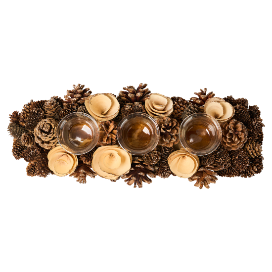 Подсвечник декоративный KREAFORTA Шишки 41 см золотой