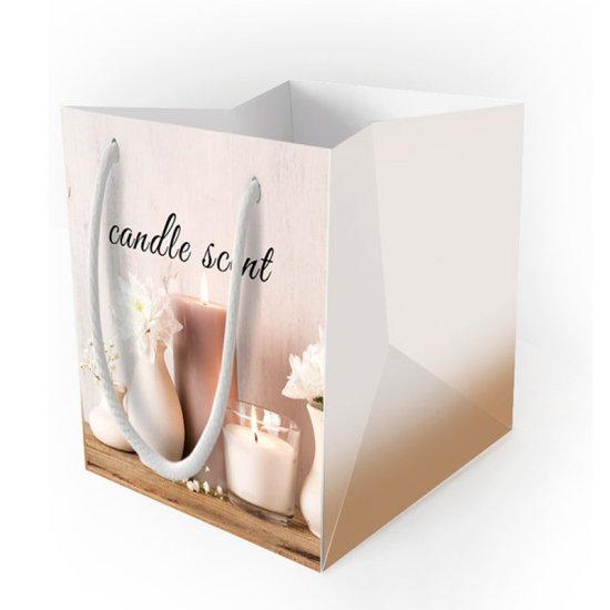 Пакет подарочный Симфония Аромат свечей 13x11x11 см цвет белый