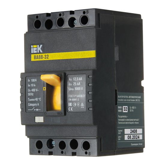 Автоматический выключатель в литом корпусе IEK Karat ВА88-32 3P 100А 25 кА 400 В (SVA10-3-0100)