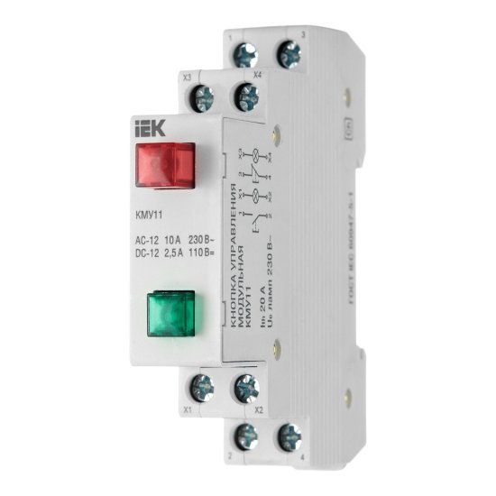 Кнопка управления IEK Karat КМУ11 1NO+1NC 230 В с подсветкой (MBD10-11-K51)