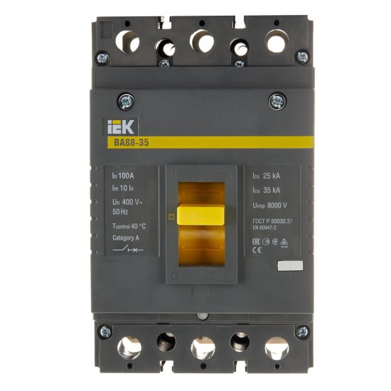 Автоматический выключатель в литом корпусе IEK Karat ВА88-35 3P 100А 35 кА 400 В (SVA30-3-0100)