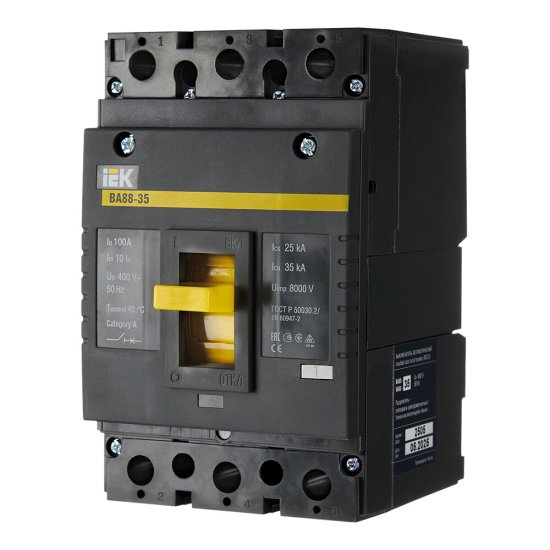 Автоматический выключатель в литом корпусе IEK Karat ВА88-35 3P 100А 35 кА 400 В (SVA30-3-0100)