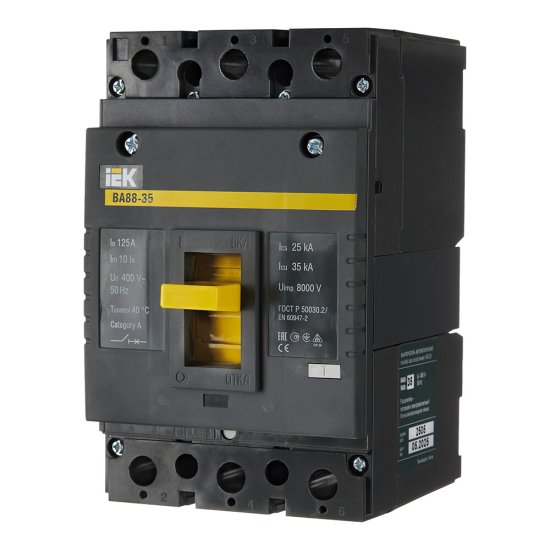 Автоматический выключатель в литом корпусе IEK Karat ВА88-35 3P 125А 35 кА 400 В (SVA30-3-0125)