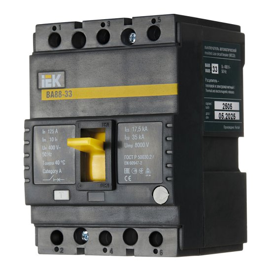Автоматический выключатель в литом корпусе IEK Karat ВА88-33 3P 125А 35 кА 400 В (SVA20-3-0125)