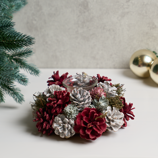 Подсвечник декоративный KREAFORTA Шишки 19 см розовый