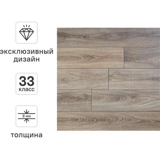 Ламинат KREAFORTA Дуб Дон 33 класс толщина 8 мм с фаской 1.99 м²