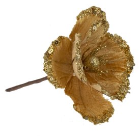 Новогоднее украшение Магнолия 936374 ПВХ 10x12 см желтый