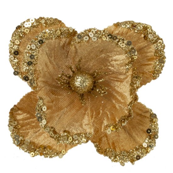 Новогоднее украшение Магнолия 936374 ПВХ 10x12 см желтый