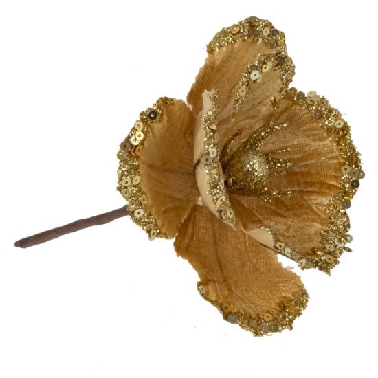 Новогоднее украшение Магнолия 936374 ПВХ 10x12 см желтый