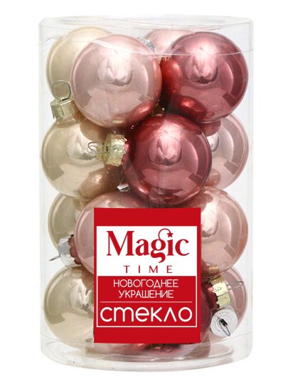 Набор елочных игрушек Шар 8.2x8.2x3 см розовый 20 шт.