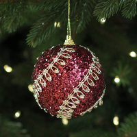 Шар елочный KREAFORTA с декором ø8 см темно-розовый