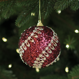 Шар елочный KREAFORTA с декором ø8 см темно-розовый