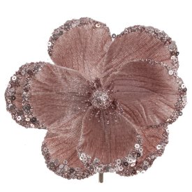 Новогоднее украшение Магнолия 936375 ПВХ 10x12 см розовый