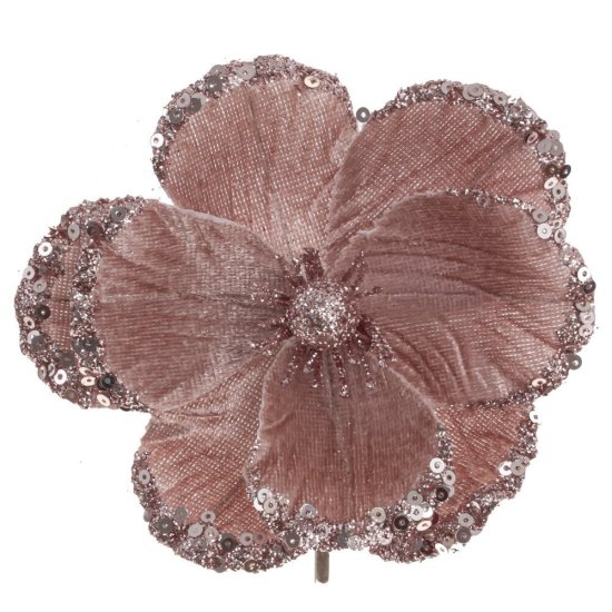 Новогоднее украшение Магнолия 936375 ПВХ 10x12 см розовый