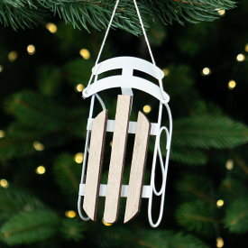 Украшение декоративное подвесное KREAFORTA Санки 13 см белый