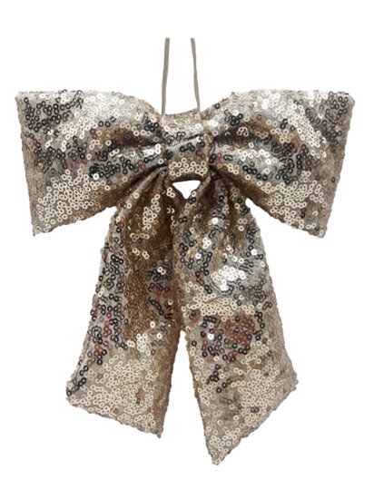 Новогоднее украшение Бант 20 см полиэстер шампань