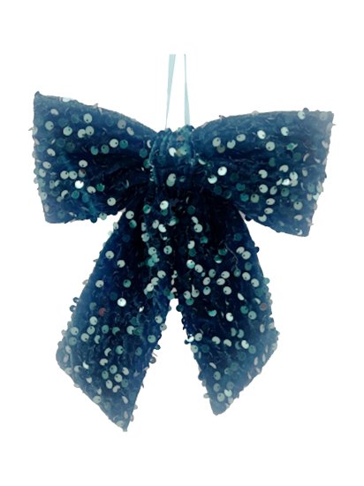 Новогоднее украшение Бант 20 см полиэстер изумрудный