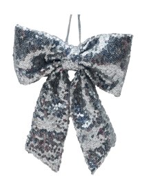 Новогоднее украшение Бант 20 см полиэстер серебро