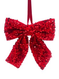 Новогоднее украшение Бант 20 см полиэстер красный