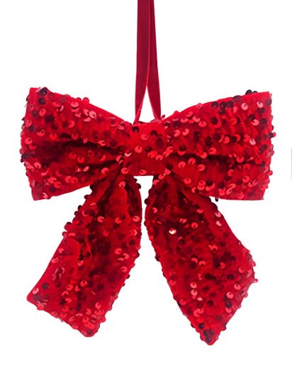 Новогоднее украшение Бант 20 см полиэстер красный