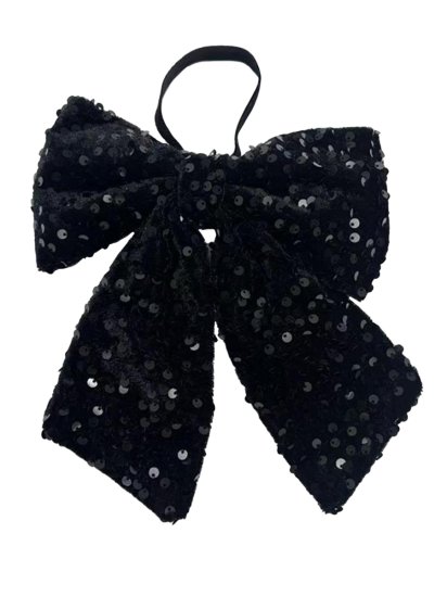 Новогоднее украшение Бант 20 см полиэстер черный