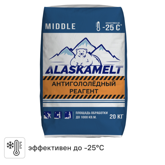 Противогололедные реагенты Alaskamelt Middle комбинированные 20 кг