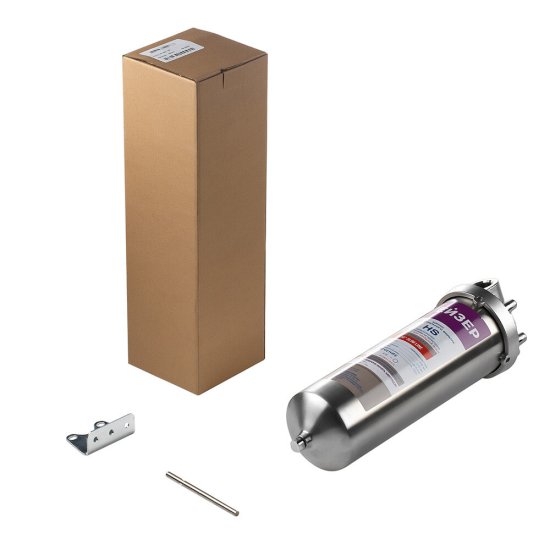 Корпус фильтра Гейзер HS для холодной и горячей воды нержавеющая сталь 10SL 1/2 ВР(г) х 1/2 ВР(г) хром