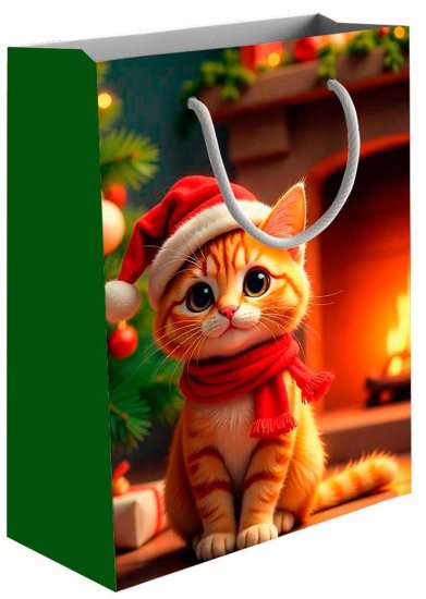 Подарочный пакет Котик 20x22x14 см разноцветный