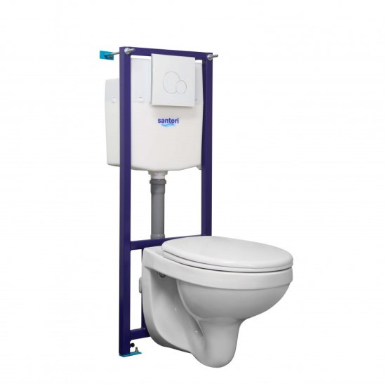 Комплект инсталляция и унитаз Santeri Polo клавиша цвет белый