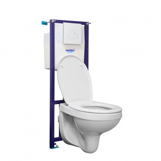 Комплект инсталляция и унитаз Santeri Polo клавиша цвет белый