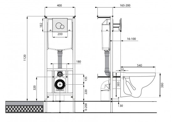 Комплект инсталляция и унитаз Santeri Polo клавиша цвет белый