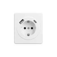 Розетка встраиваемая Kranz Round с заземлением со шторками USB A-C цвет перламутр